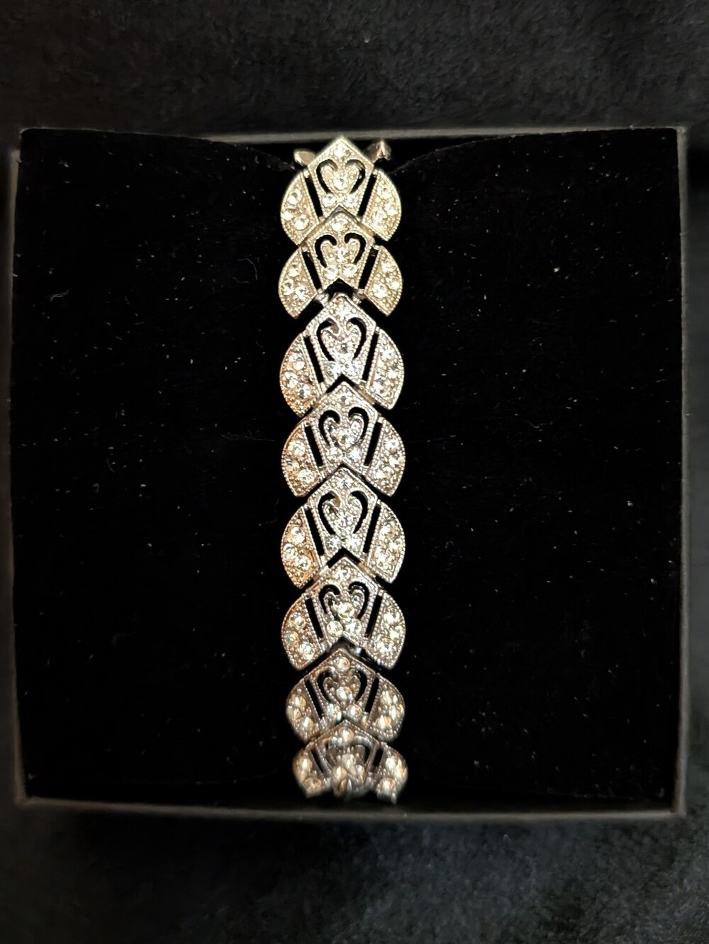 Estate 50s Hedy Art Deco Rhodium Plated  Renaissance Revival Link Bracelet